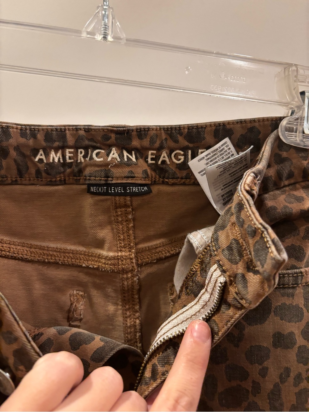 American Eagle Tan and Dark Brown Leopard Stretch Jeans - Picture 2 of 5